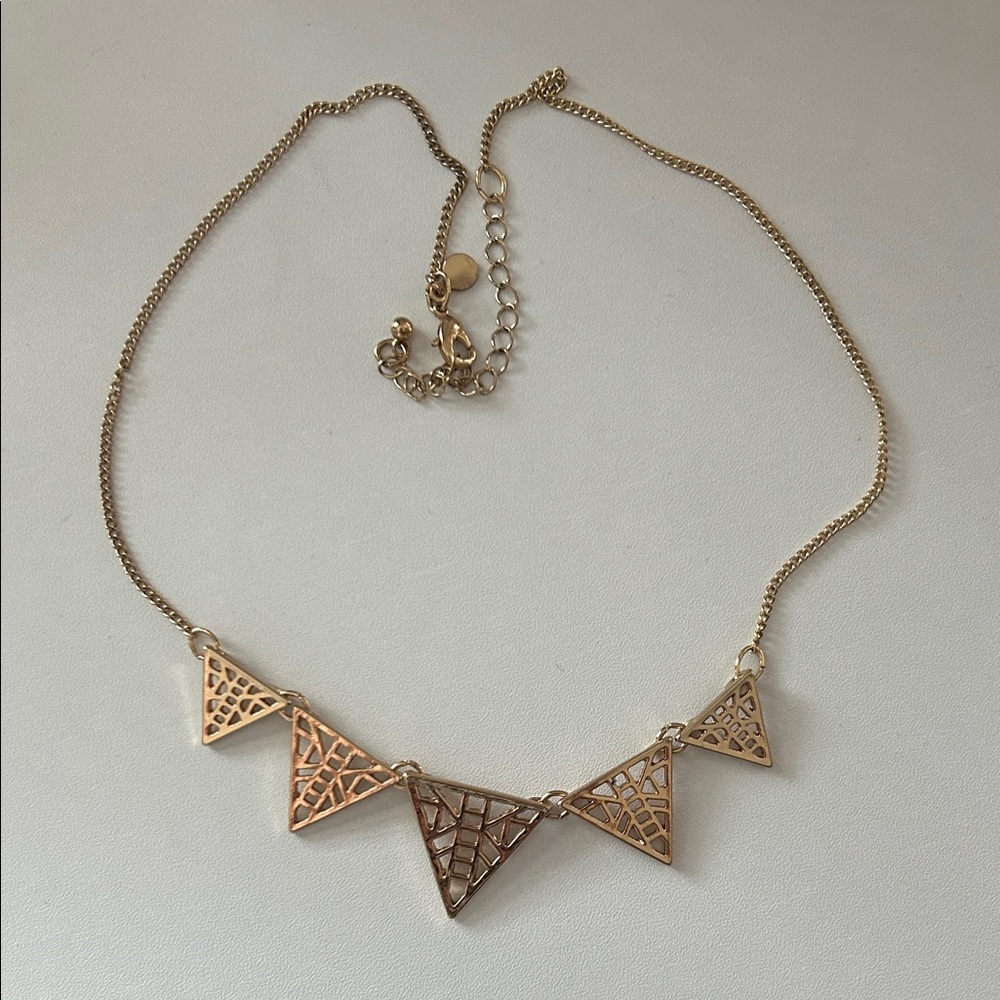 Charming Charlie Gold Triangle Pendant Necklace